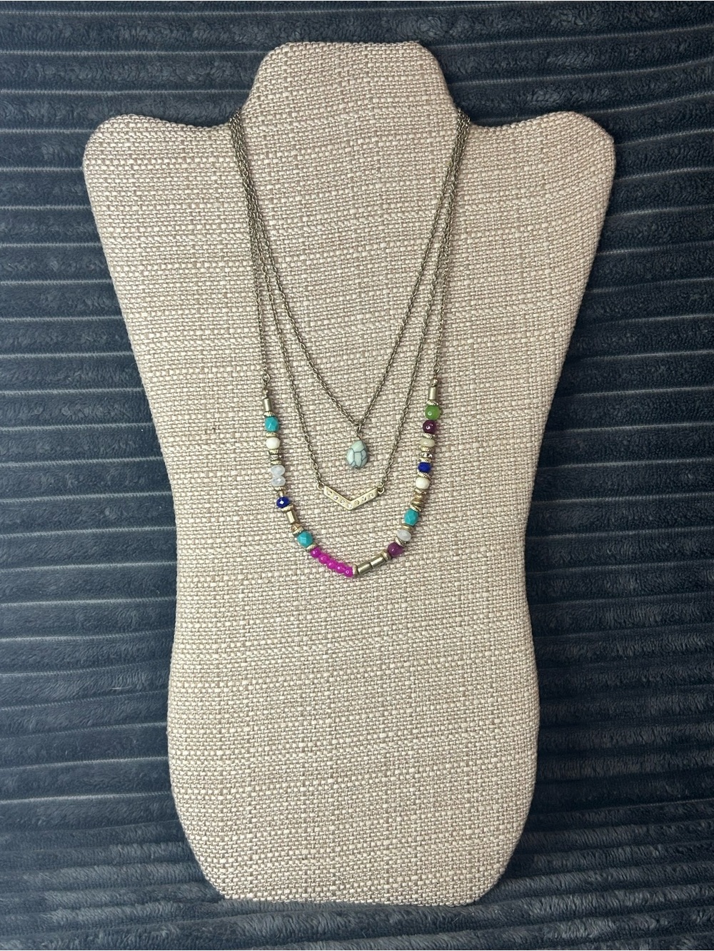 Vintage Premier Designs (PD) Multi-Strand Beaded Layered Necklace